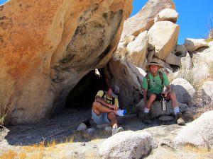 Finding shade during our summer hike in Carrizo Gorge - Anza Borrego